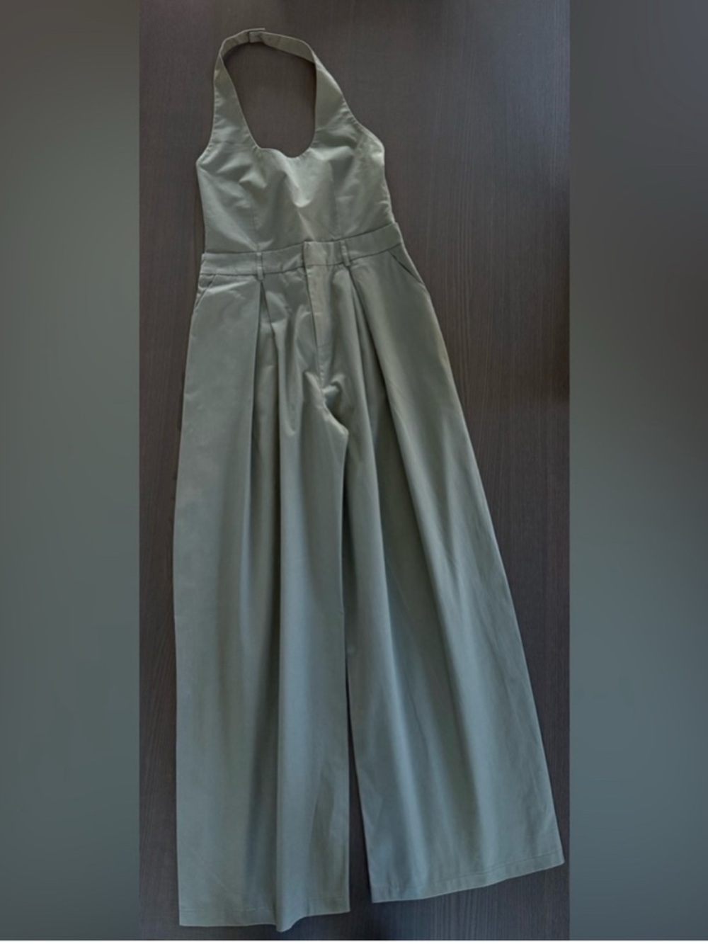 Zara Olive Halter Wide-Leg Jumpsuit